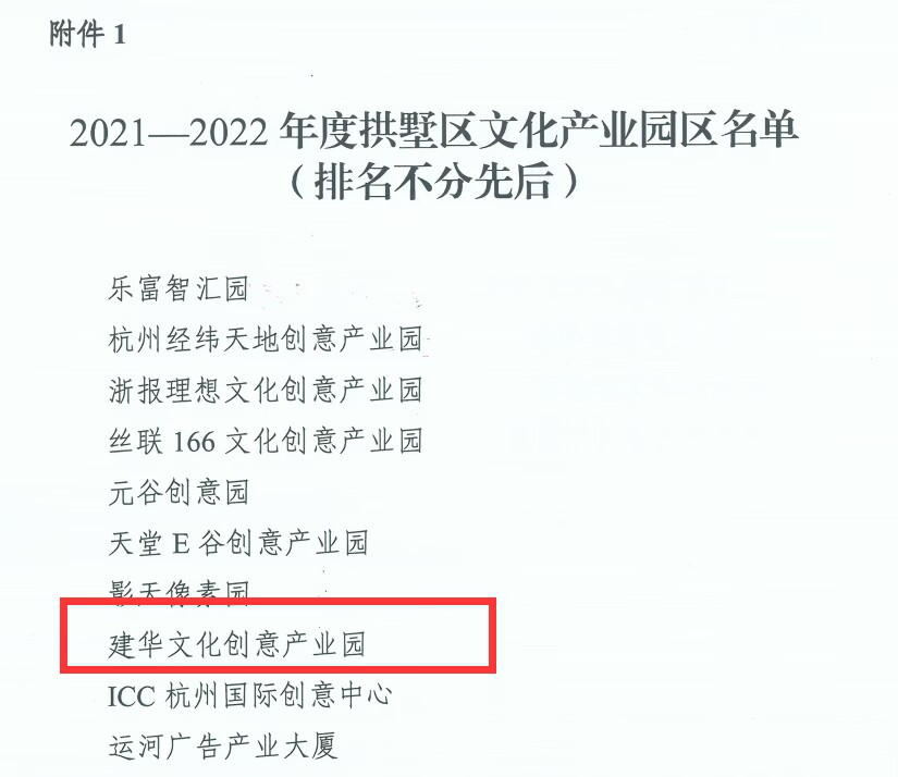 9227新葡的京集团文创园获评拱墅区文化工业园区